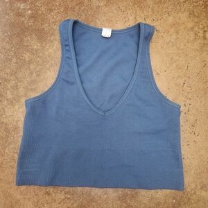90 Degree By Reflex Blue Sleeveless Crop Tank Top